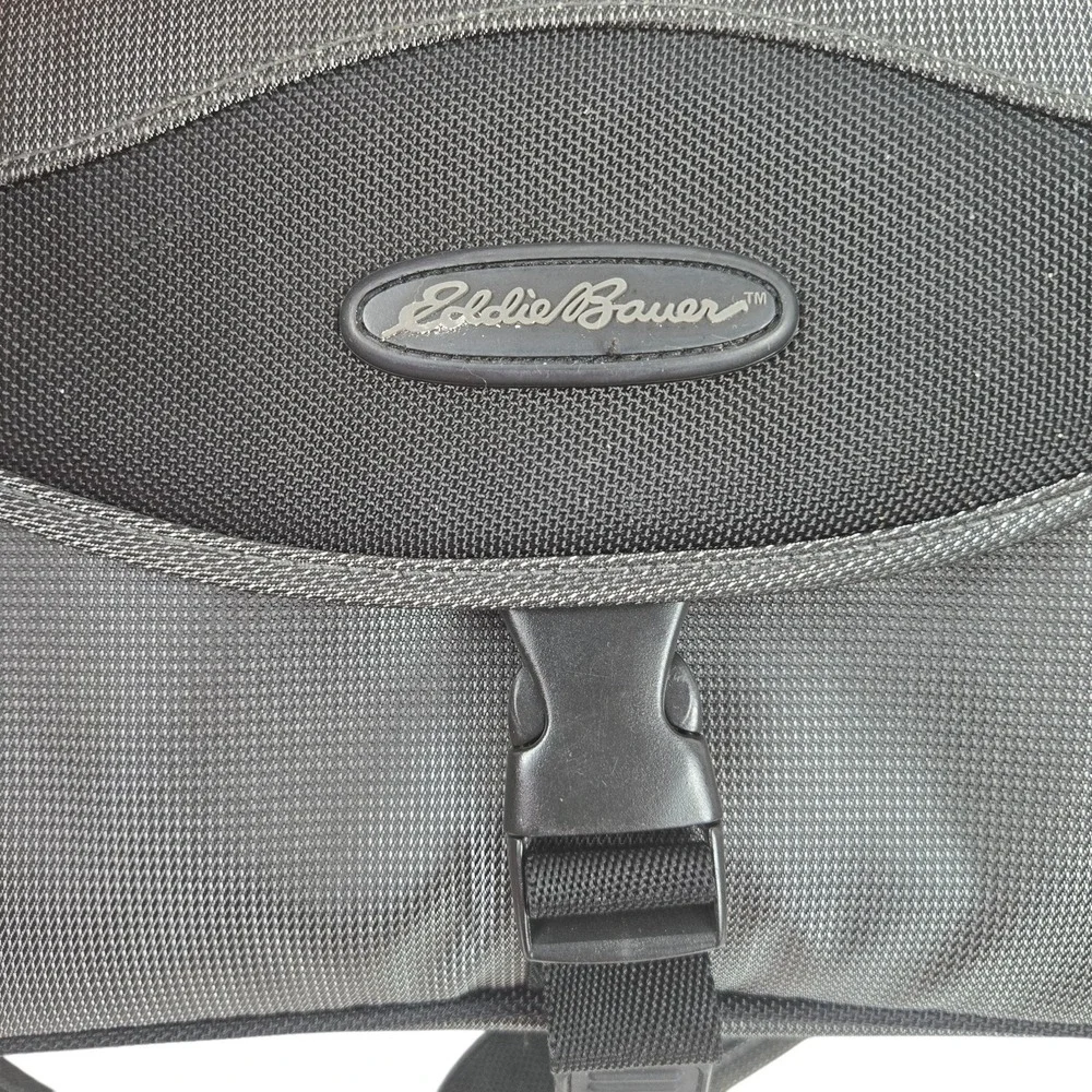 Vtg 90s Eddie Bauer Camera Shoulder Bag Black/Gray Nylon Lg 14x7x7 w Pockets
